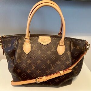 Louis Vuitton Brown and Tan Satchel with Monogram Design
